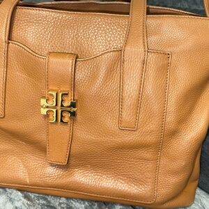 Tory Burch Tan Pebbled Leather Tote with Gold Hardware